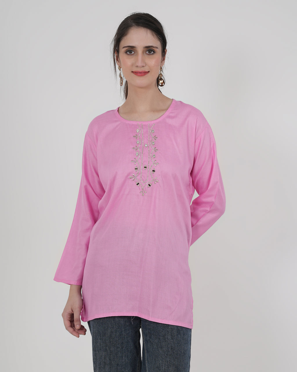 Embroidery Kurti with Mirror Work