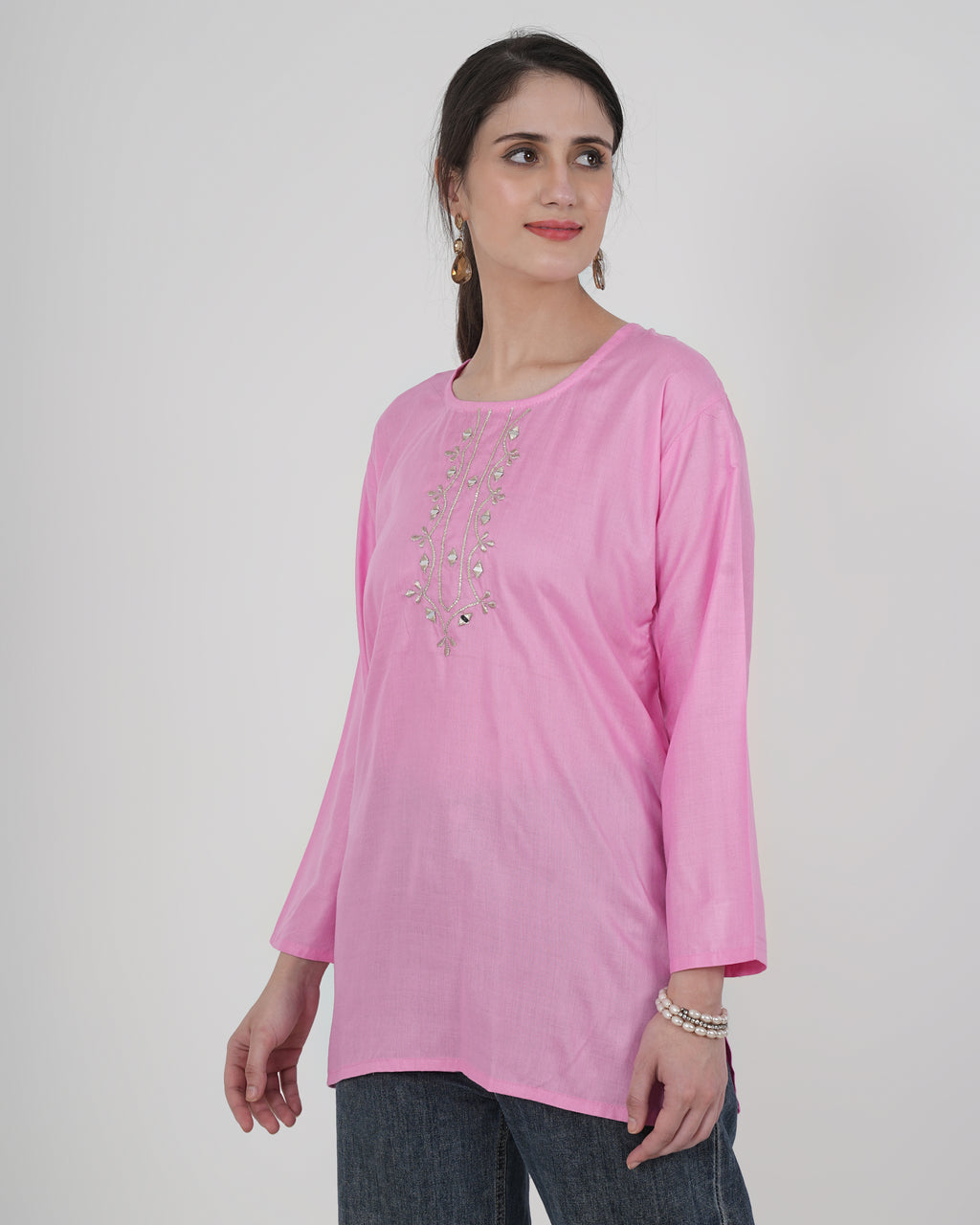 Embroidery Kurti with Mirror Work