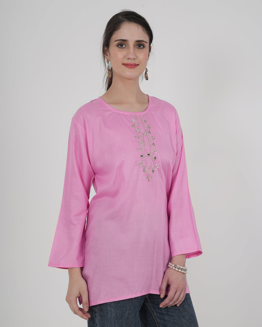 Embroidery Kurti with Mirror Work