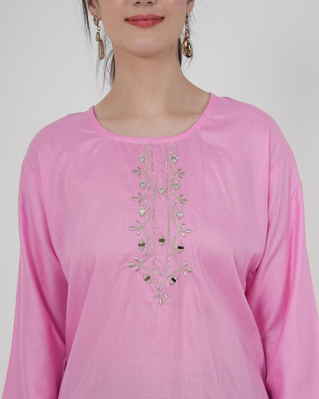 Embroidery Kurti with Mirror Work