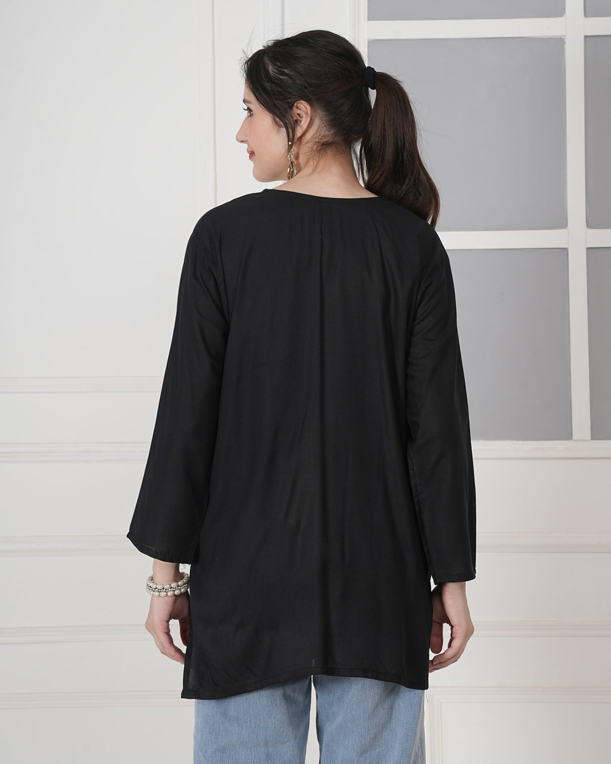 Embroidery Kurti with Mirror Work
