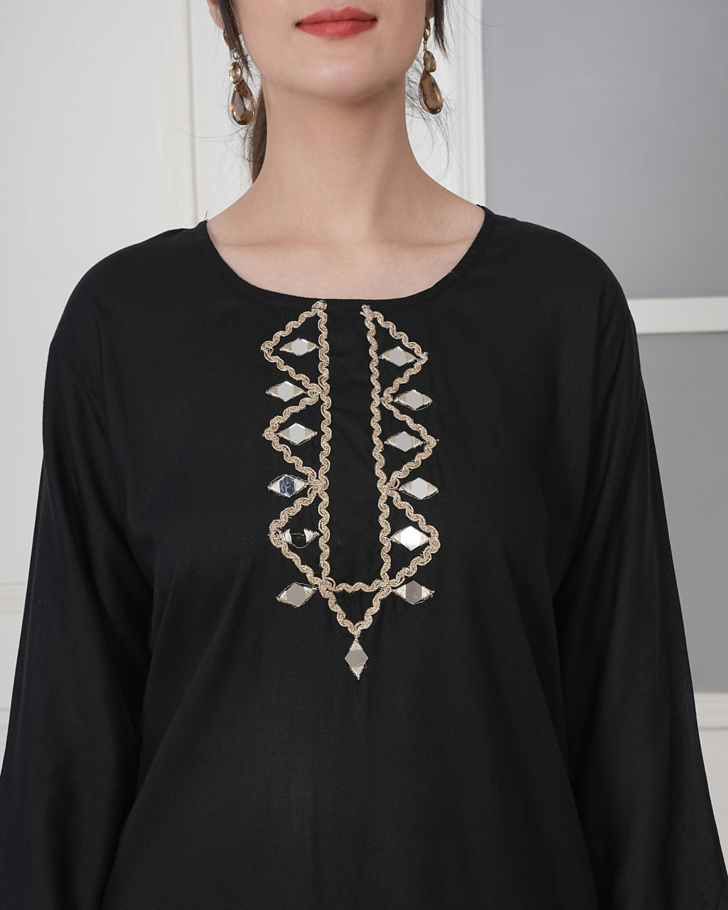 Embroidery Kurti with Mirror Work