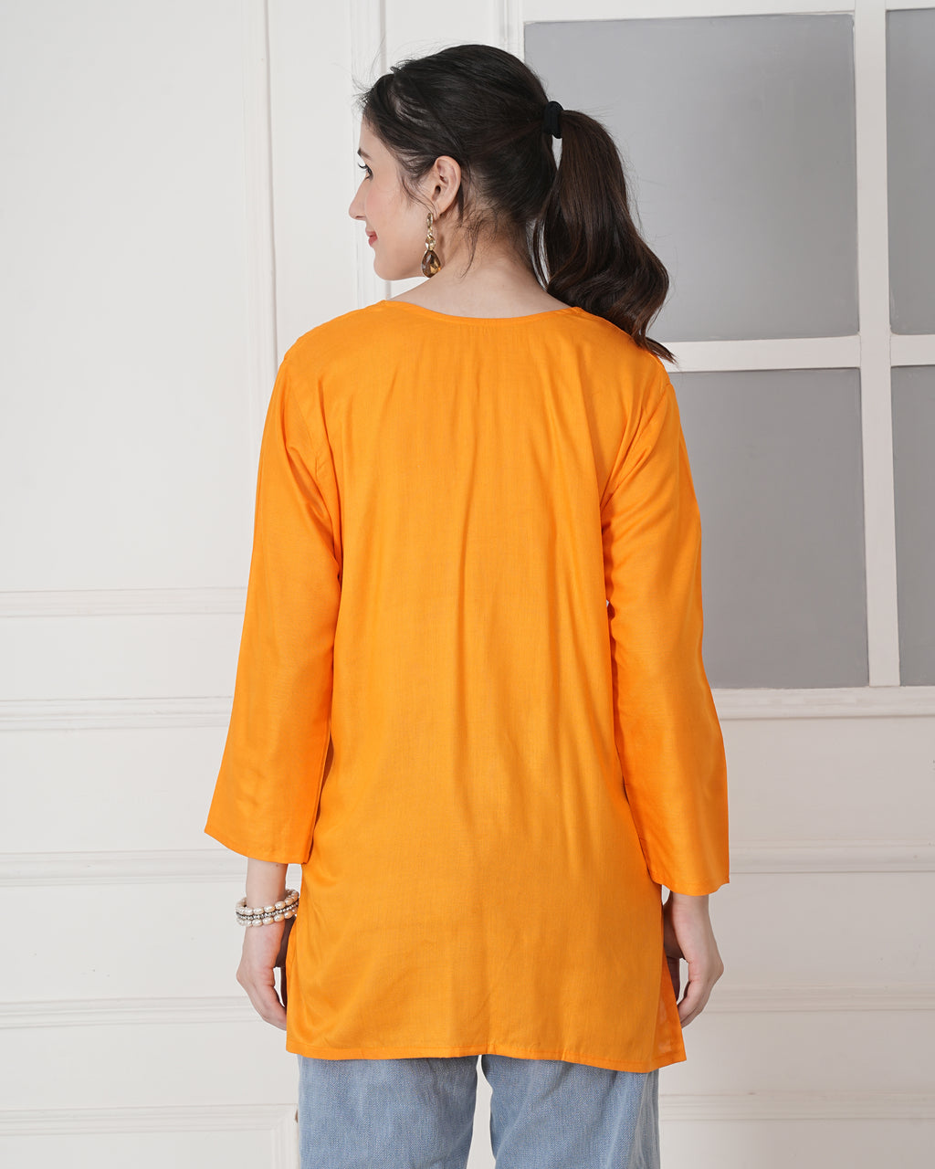 Embroidery Kurti with Mirror Work