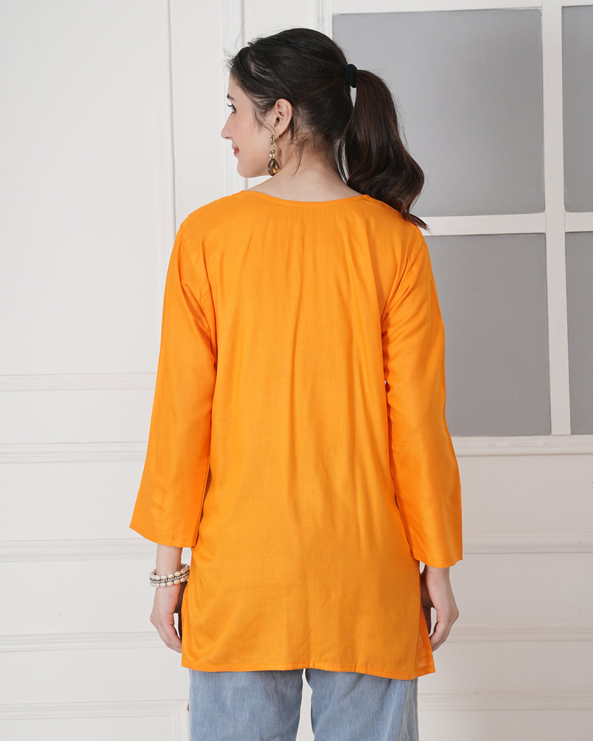Embroidery Kurti with Mirror Work