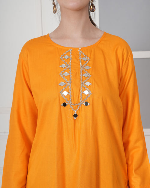 Embroidery Kurti with Mirror Work