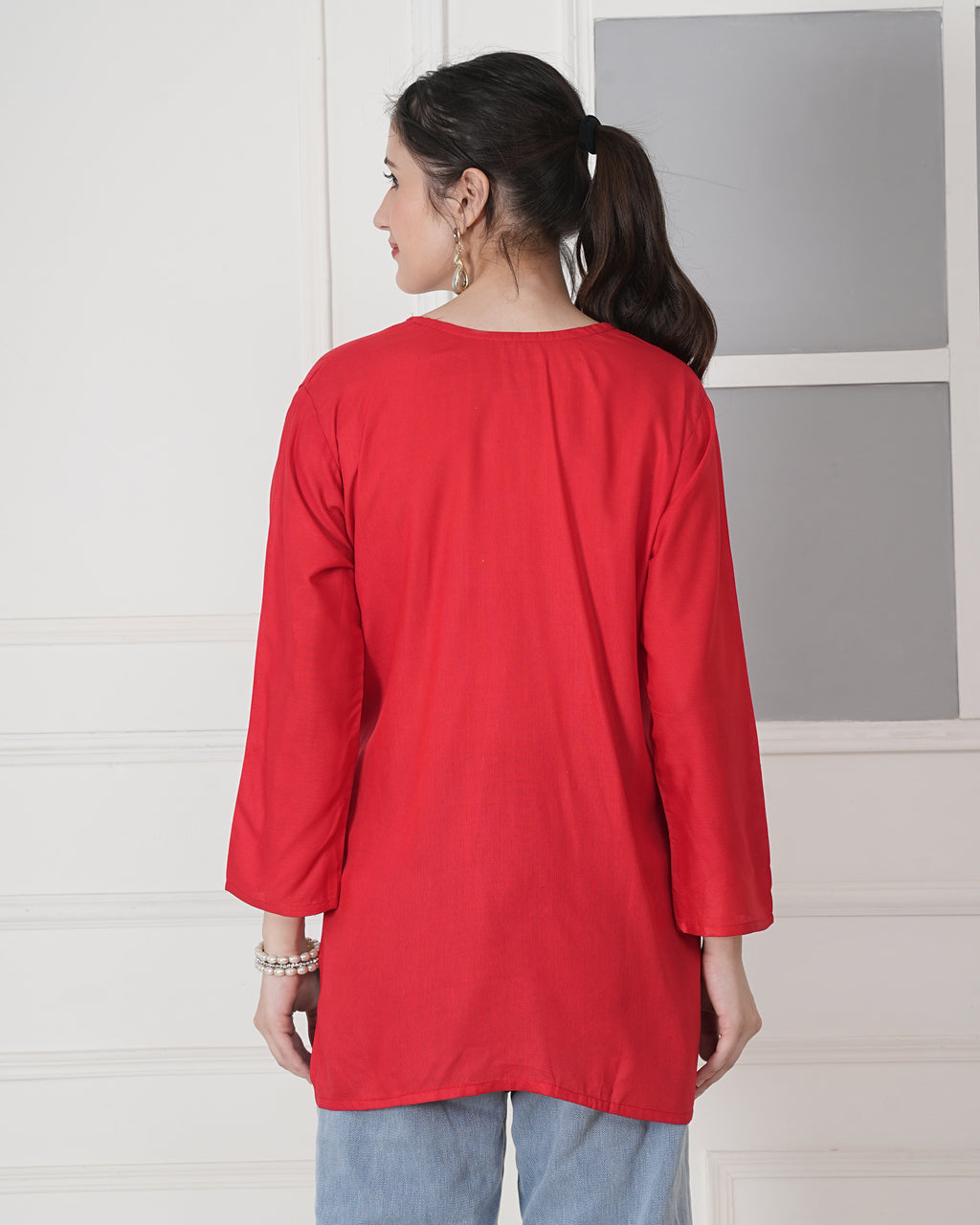Embroidery Kurti with Mirror Work
