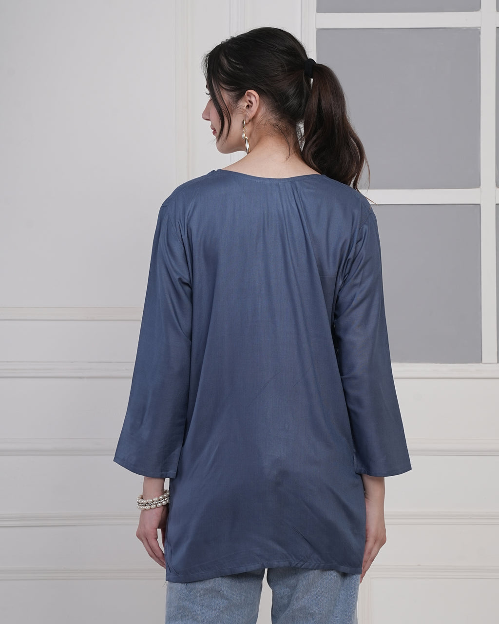 Embroidery Kurti with Mirror Work