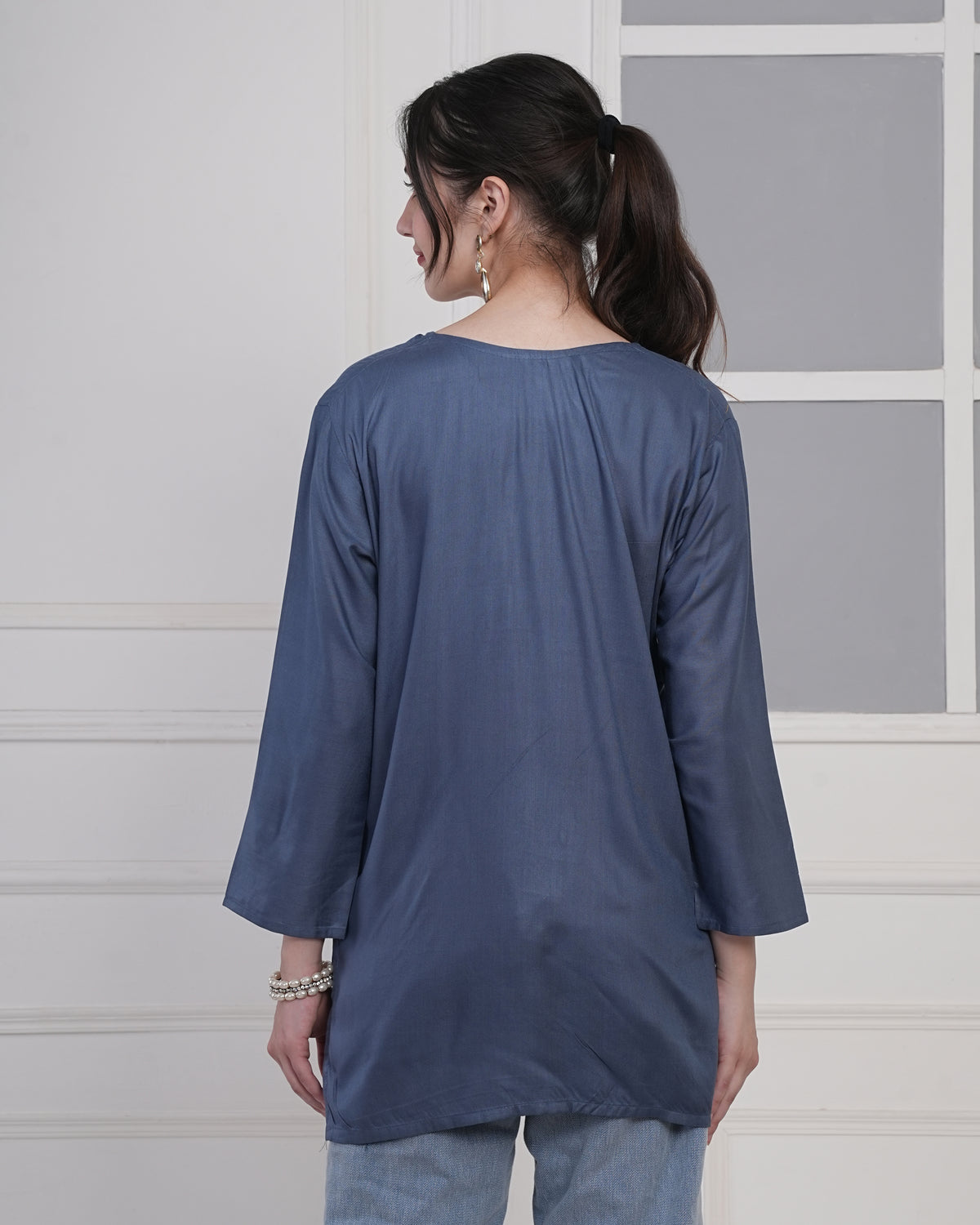 Embroidery Kurti with Mirror Work