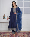 Embroidered Rayon Anarkali 3-Piece Frock Set