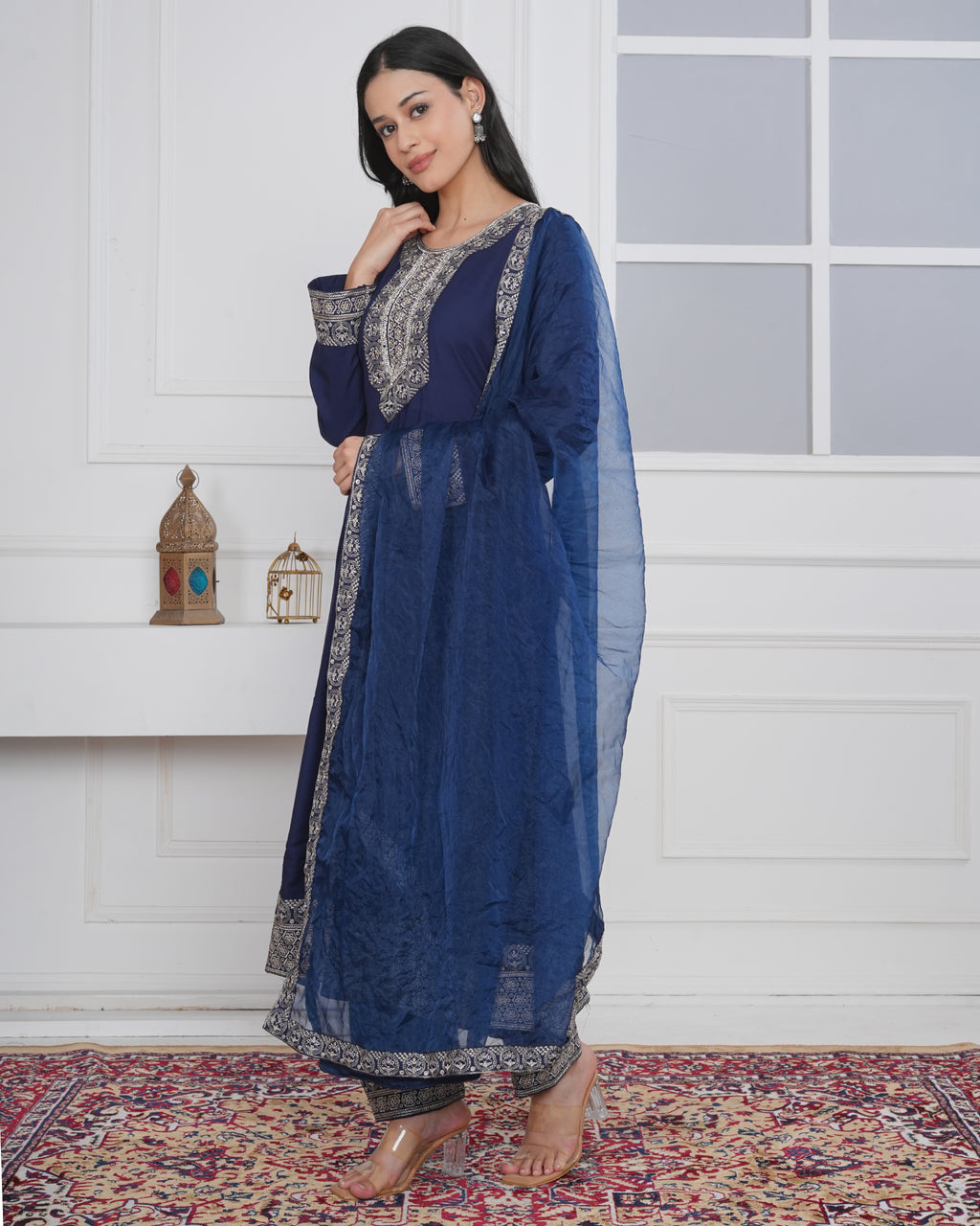 Embroidered Rayon Anarkali 3-Piece Frock Set