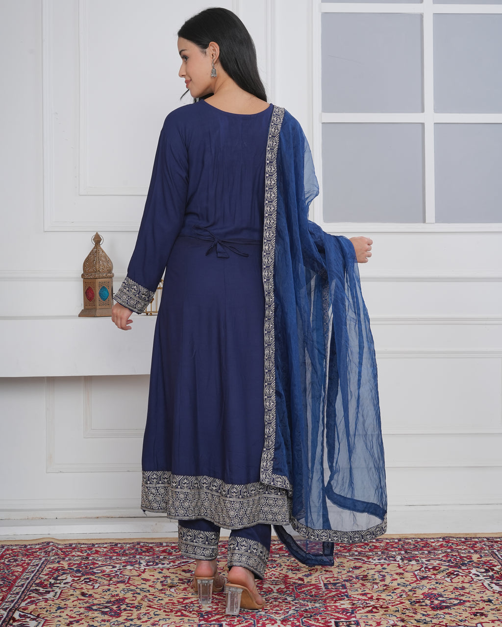 Embroidered Rayon Anarkali 3-Piece Frock Set