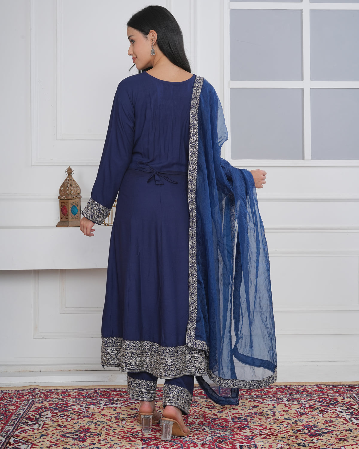 Embroidered Rayon Anarkali 3-Piece Frock Set