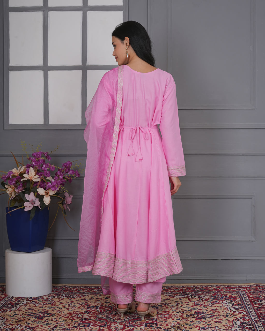 Embroidered Rayon Anarkali 3-Piece Frock Set