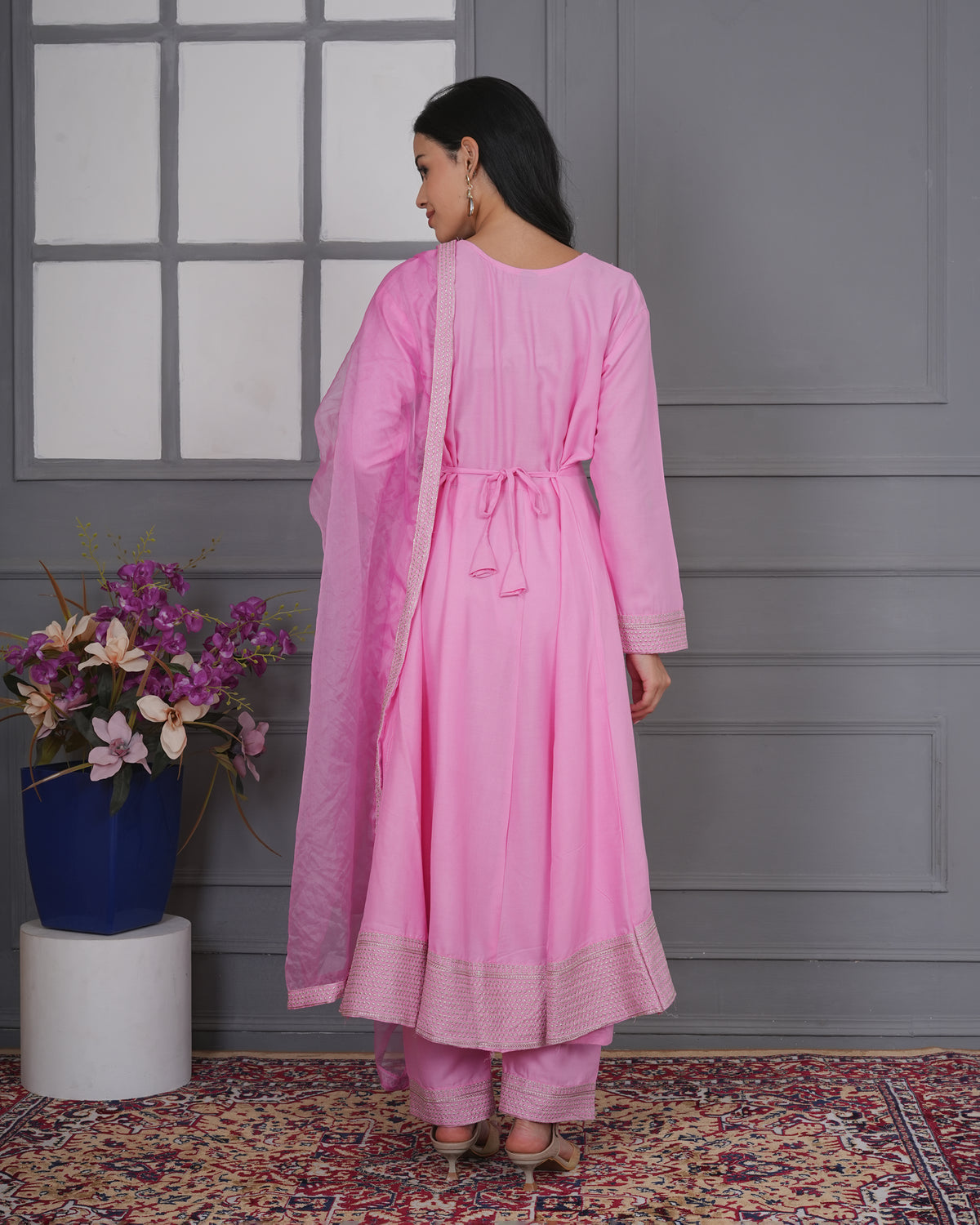 Embroidered Rayon Anarkali 3-Piece Frock Set
