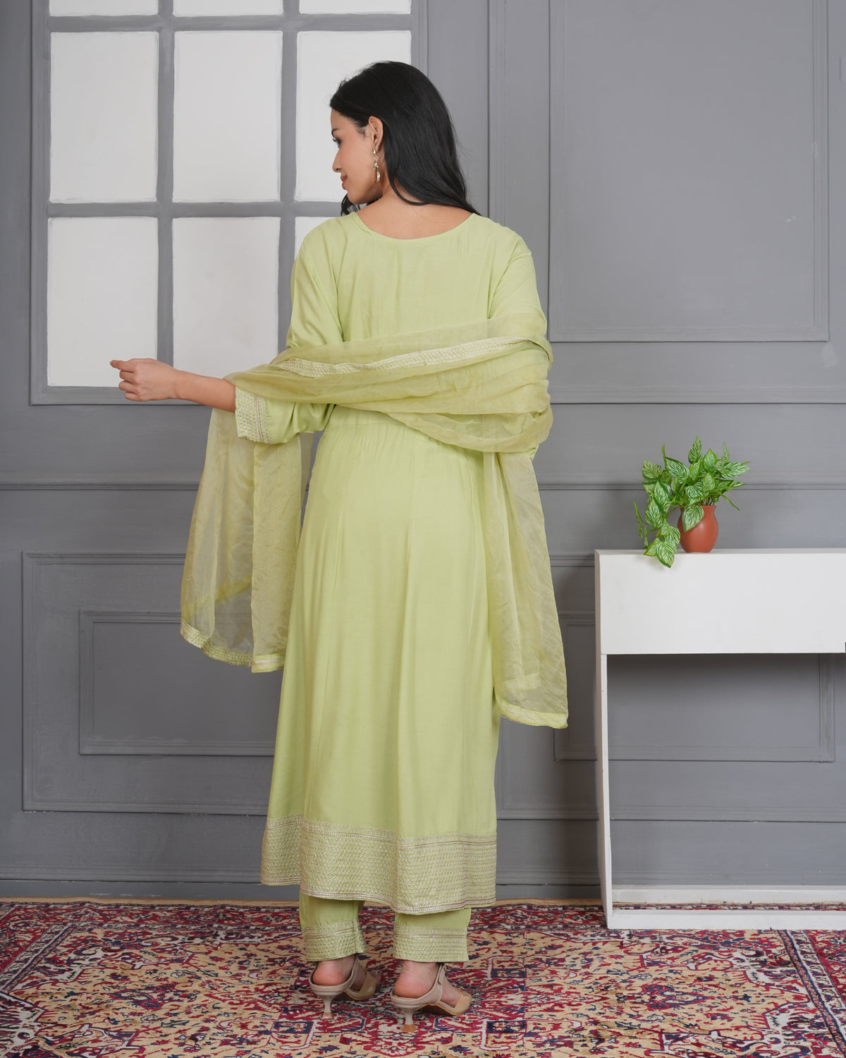 Embroidered Rayon Anarkali 3-Piece Frock Set