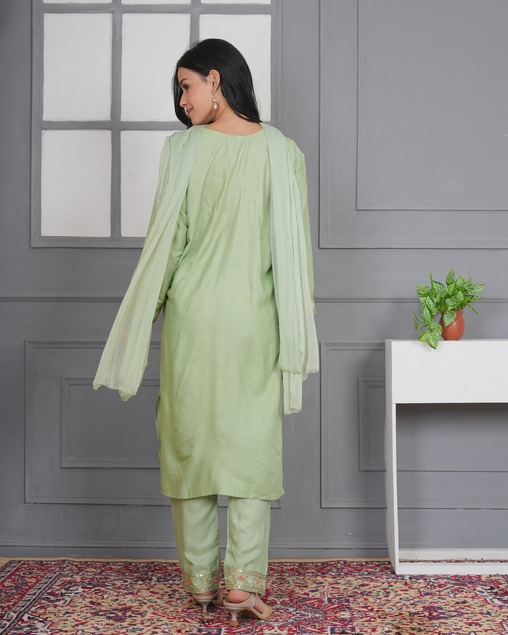 Rayon Suit Set with Multi Dhaga Embroidery